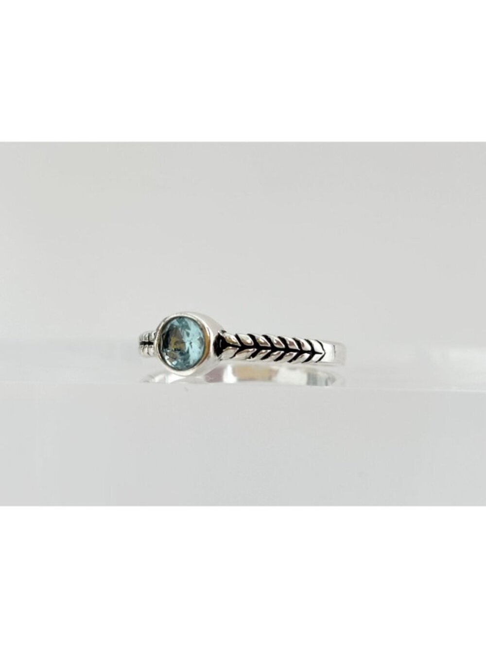 Aquamarine Gemstone Braided Solitaire Sterling Silver 925 Vintage Ring - sz 8.75 - Picture 9 of 14